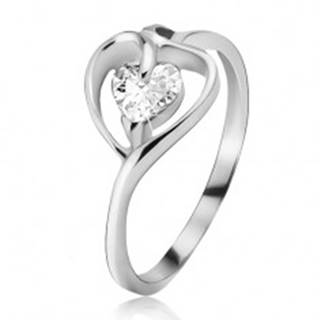 Strieborný prsteň 925, kontúra srdca s čírym zirkónom - Veľkosť: 49 mm