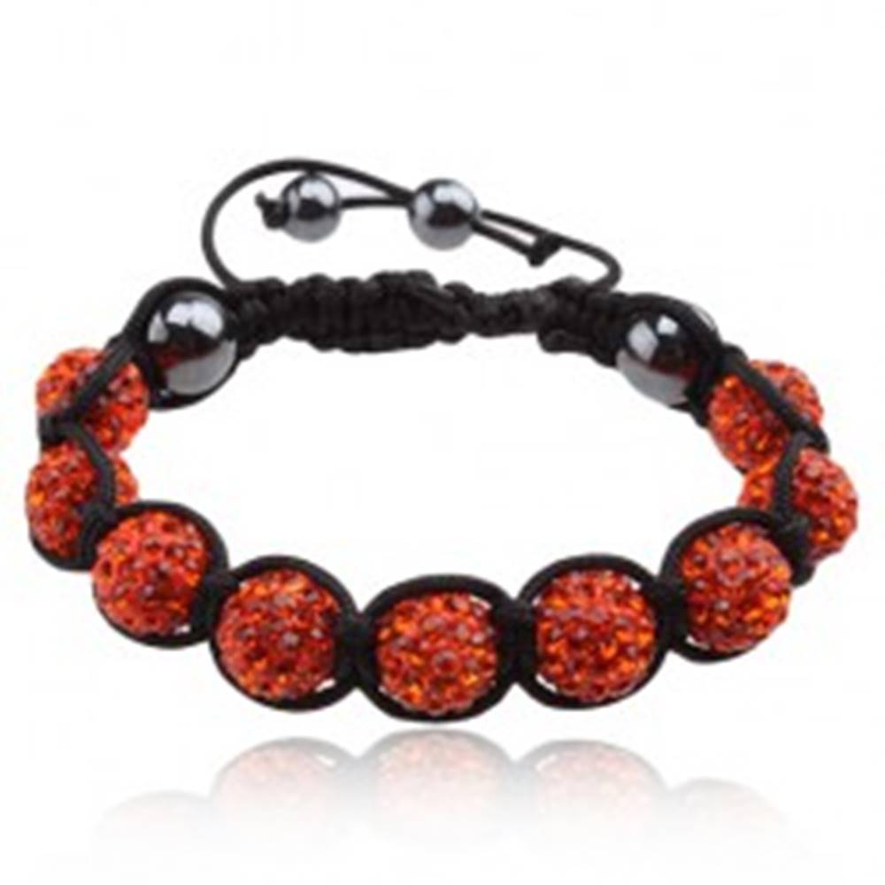Šperky eshop Shamballa náramok, oranžové zirkónové guličky, hematitové korálky