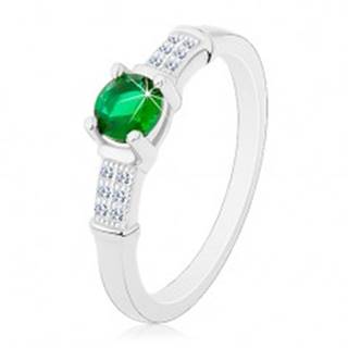 Zásnubný prsteň, striebro 925, zirkónové ramená, okrúhly zelený zirkón - Veľkosť: 47 mm