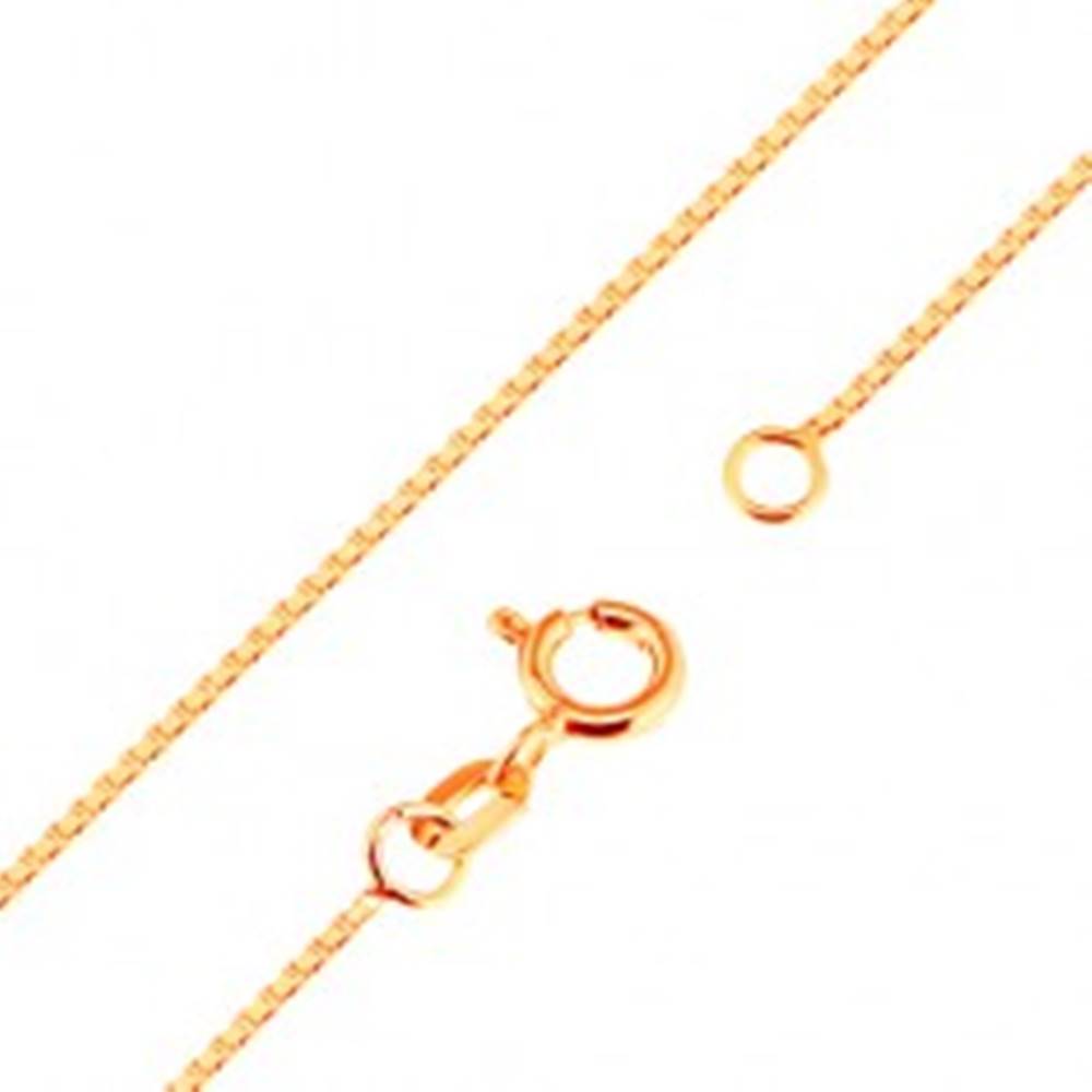 Šperky eshop Lesklá zlatá retiazka 375 - husto spájané hranaté očká, 500 mm