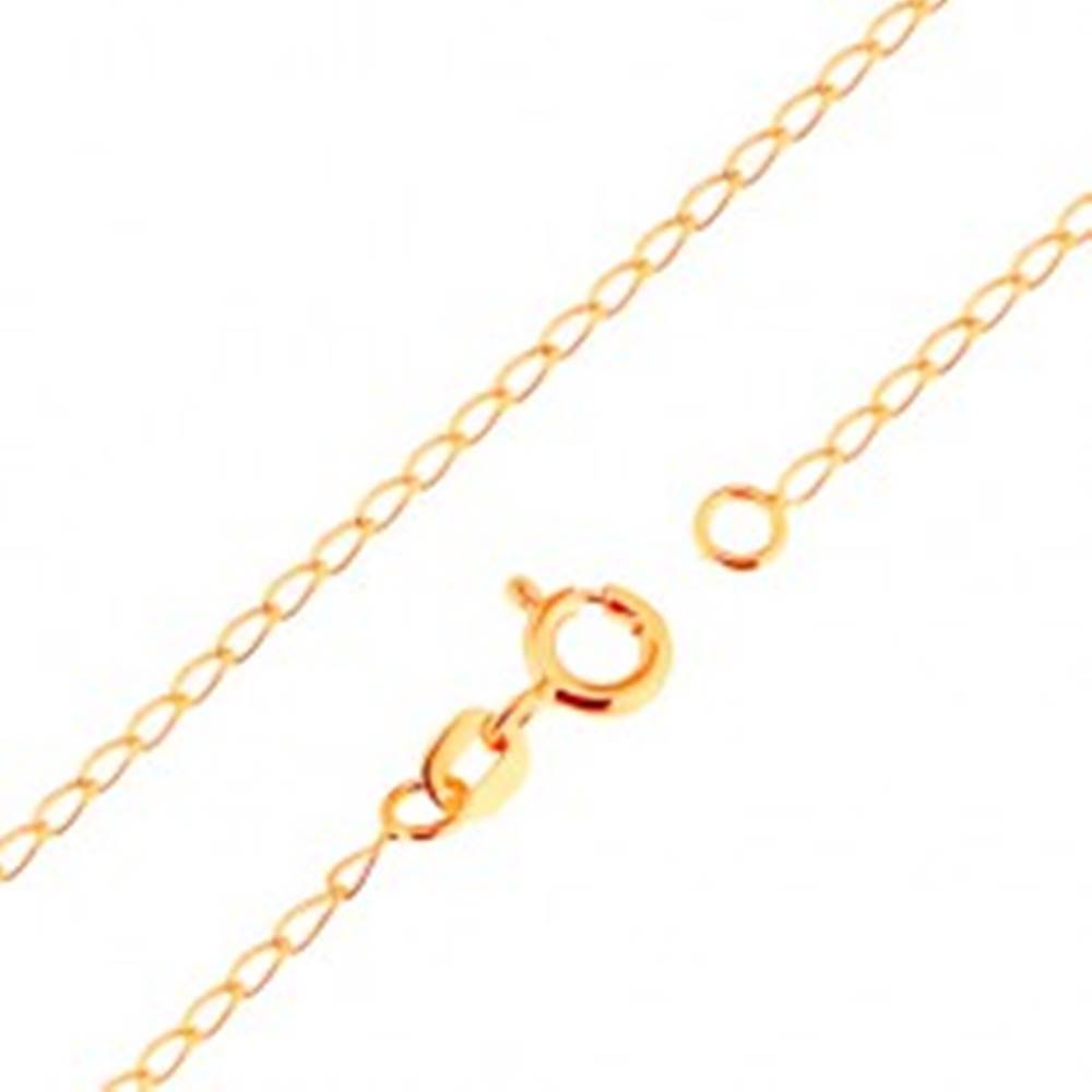 Šperky eshop Retiazka zo žltého 18K zlata - lesklé ploché oválne očká, 500 mm