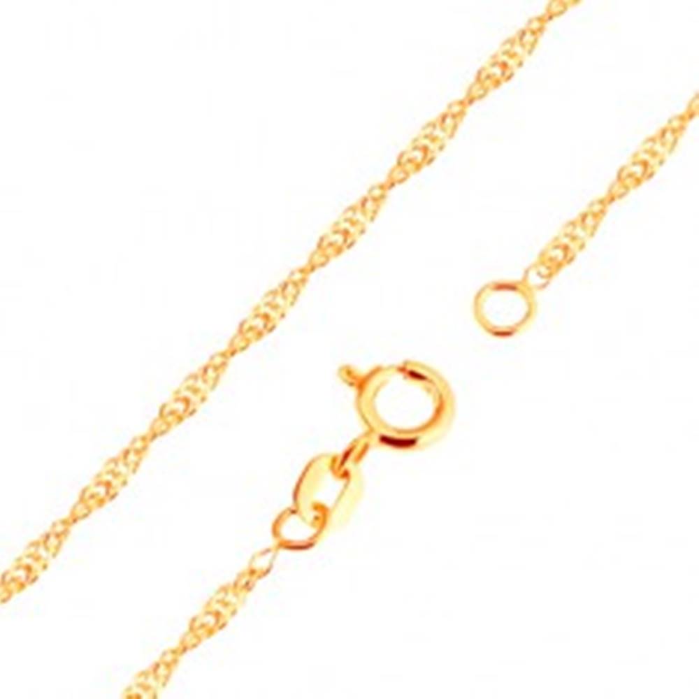 Šperky eshop Zlatá retiazka 375 - špirála z lesklých plochých oválnych očiek, 500 mm