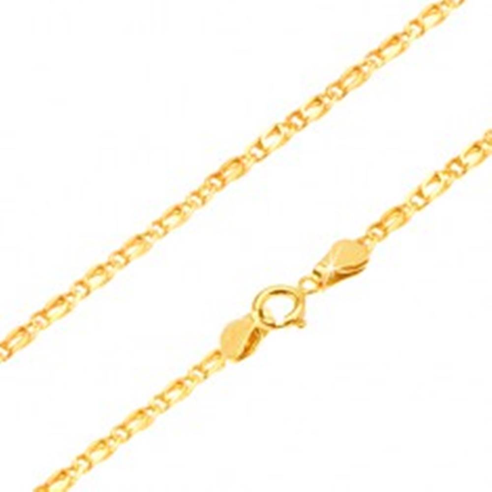 Šperky eshop Zlatá retiazka 585 - prepojené lesklé oválne očká, zarovnané, 450 mm