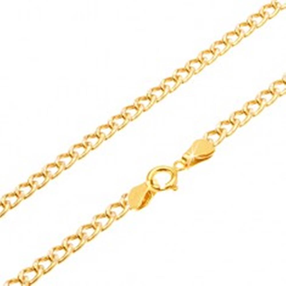 Šperky eshop Zlatá retiazka 585 - zarovnané oválne hrubšie očká, ryhovanie, 500 mm