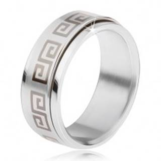 Oceľový prsteň, točiaca sa matná obruč, grécky kľúč sivej farby - Veľkosť: 57 mm