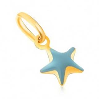 Prívesok zo žltého 9K zlata - trblietavá vypuklá modrá hviezda, glazúra