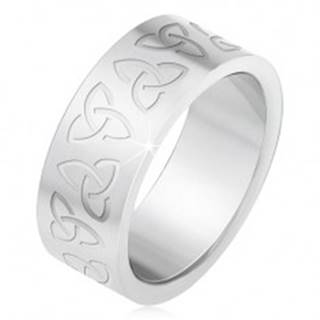 Oceľový prsteň s gravírovanými keltskými symbolmi, Triquetra - Veľkosť: 55 mm
