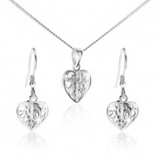 Set zo striebra 925 - náhrdelník a náušnice, vyrezávané srdcia
