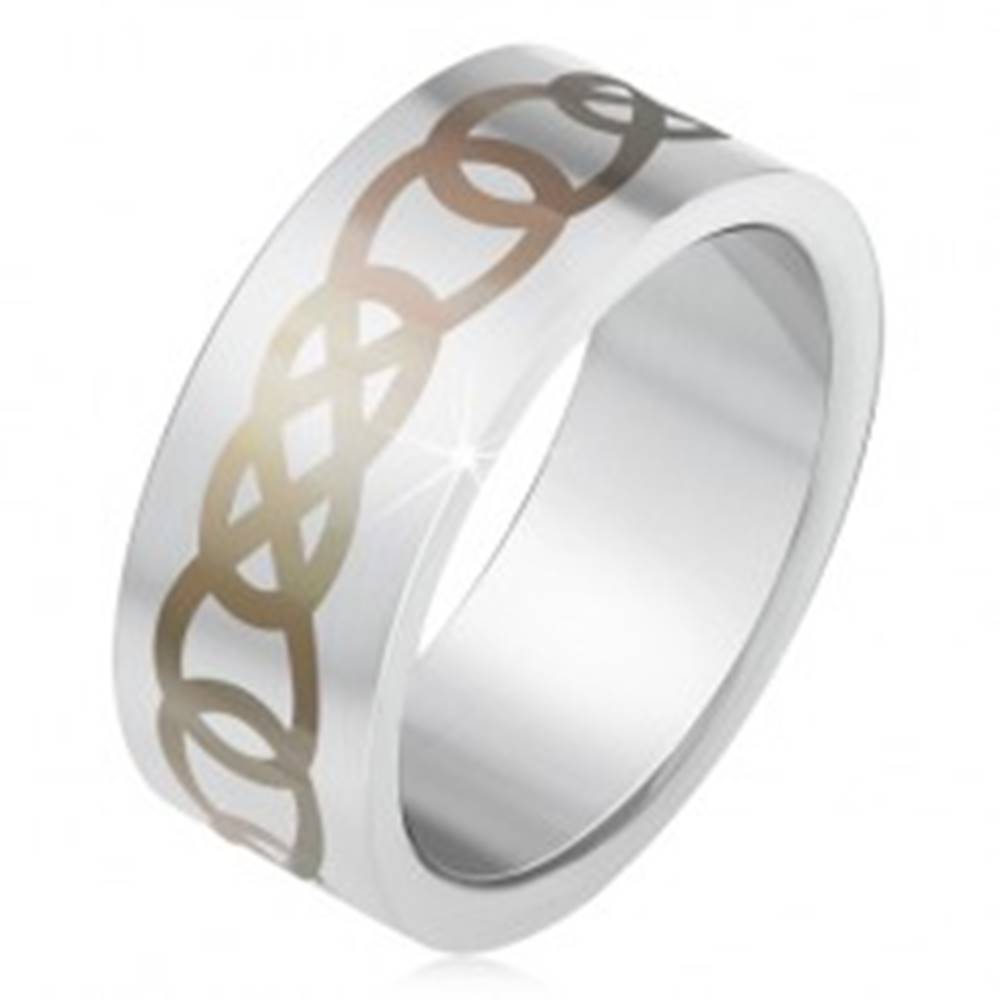 Šperky eshop Matný oceľový prsteň striebornej farby, sivý ornament z obrysov sĺz - Veľkosť: 55 mm