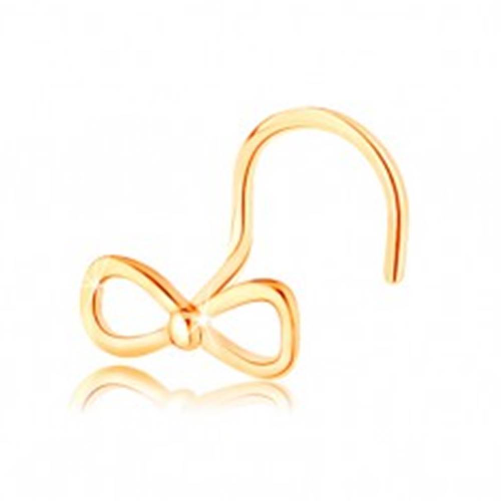 Šperky eshop Piercing do nosa v žltom 14K zlate - mašlička s drobnou guličkou v strede