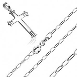 Strieborný 925 náhrdelník - kríž s trojitými cípmi na lesklej retiazke