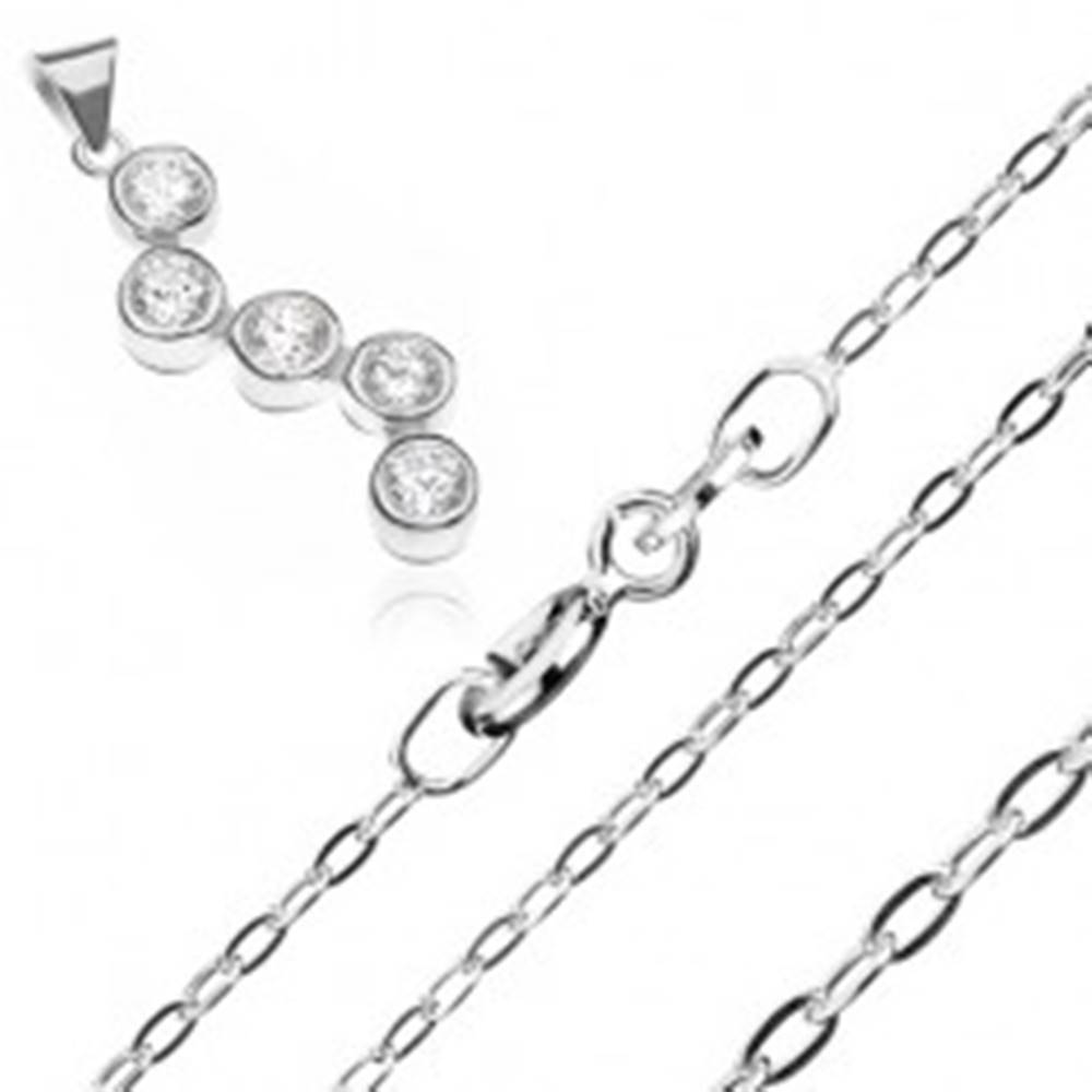 Šperky eshop Strieborný náhrdelník 925 - retiazka a prívesok s cik-cak vzorom zo zirkónov