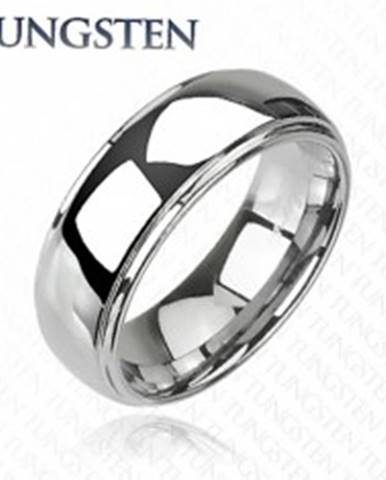 Tungstenový - Wolfrámový prsteň lesklý s vyvýšeným stredom - Veľkosť: 59 mm