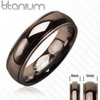 Titánová obrúčka s vrúbkovaným okrajom kávová farba - Veľkosť: 49 mm