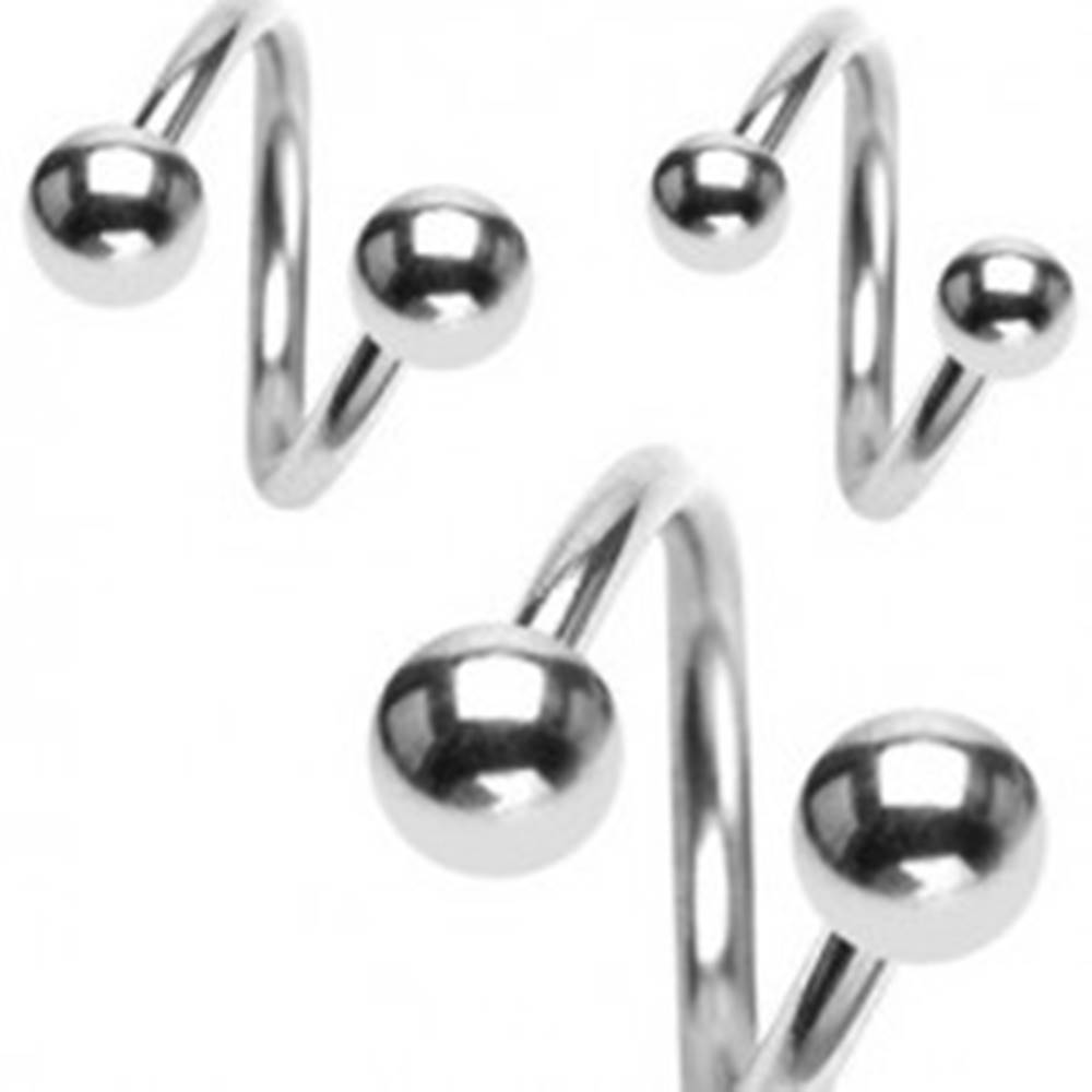 Šperky eshop Piercing špirála do obočia s guličkami 1,2 mm - Rozmer: 10 mm x 3x3 mm