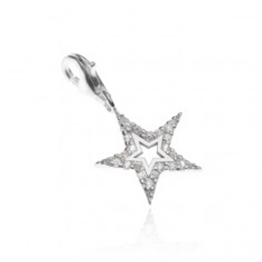 Šperky eshop Prívesok na náramok zo striebra 925 - trblietavá hviezda s výsekom
