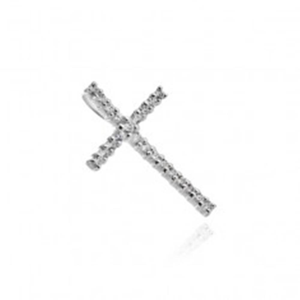 Šperky eshop Strieborný prívesok 925 - veľký trblietavý zirkónový kríž