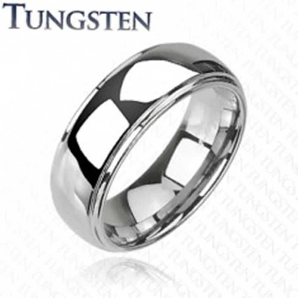 Šperky eshop Tungstenový - Wolfrámový prsteň lesklý s vyvýšeným stredom - Veľkosť: 59 mm