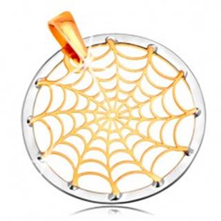 Zlatý 14K prívesok - pavučina v kontúre kruhu, žlté a biele zlato