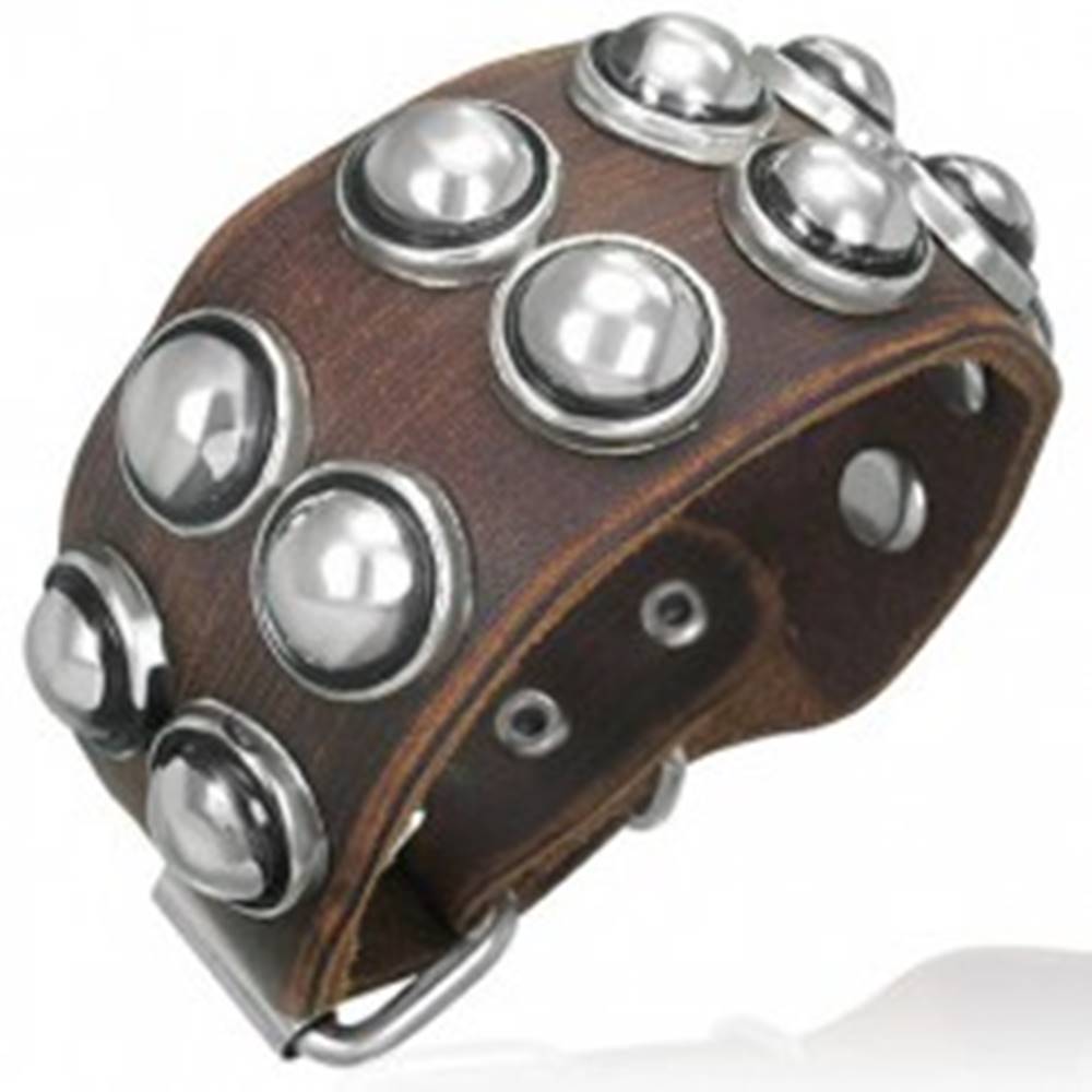 Šperky eshop Koženkový náramok - guľaté nity v objímke