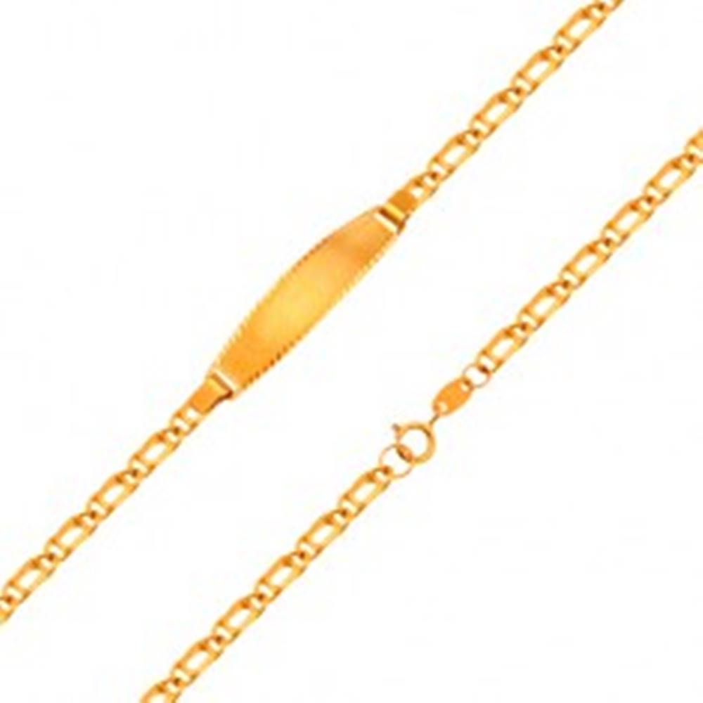 Šperky eshop Náramok s platničkou zo žltého 18K zlata - retiazka zo zdvojených očiek, 160 mm