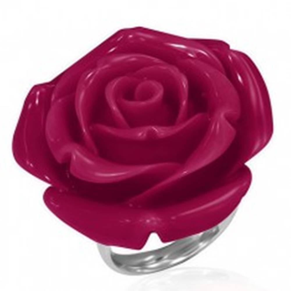 Šperky eshop Prsteň chirurgickej ocele s červenou ružou - Veľkosť: 49 mm