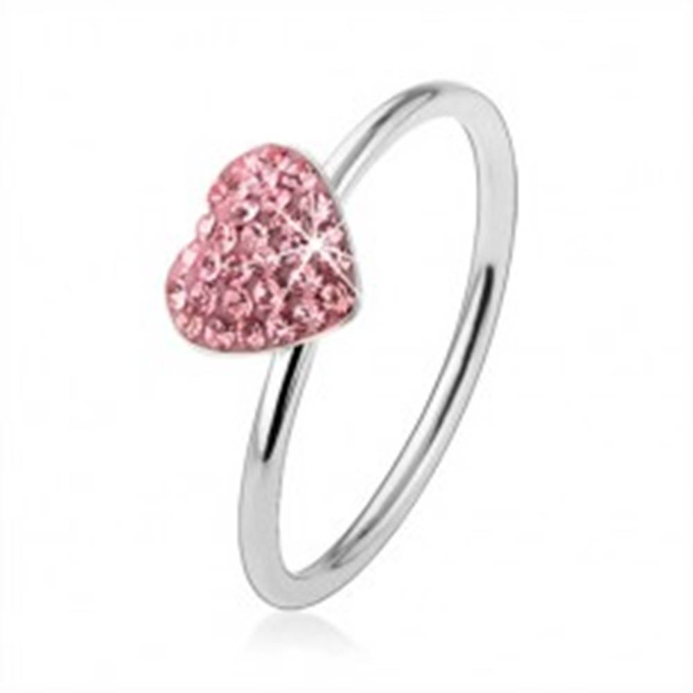 Šperky eshop Strieborný prsteň 925 so svetloružovým zirkónovým srdcom - Veľkosť: 48 mm