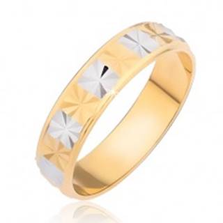 Lesklý prsteň - obdĺžniky s diamantovým rezom - Veľkosť: 48 mm