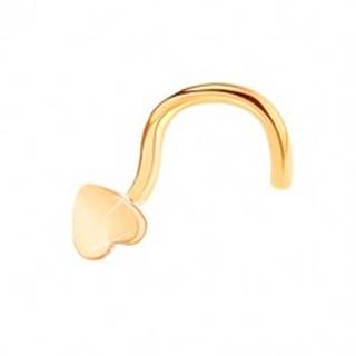 Piercing do nosa zo žltého 14K zlata - malé lesklé ploché srdiečko