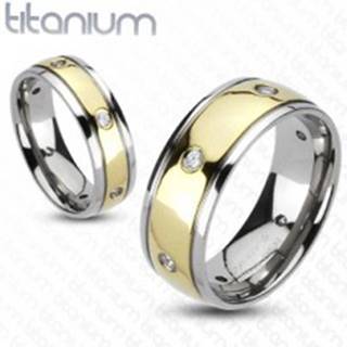 Titánový prsteň so zirkónmi, dvojfarebný - Veľkosť: 49 mm