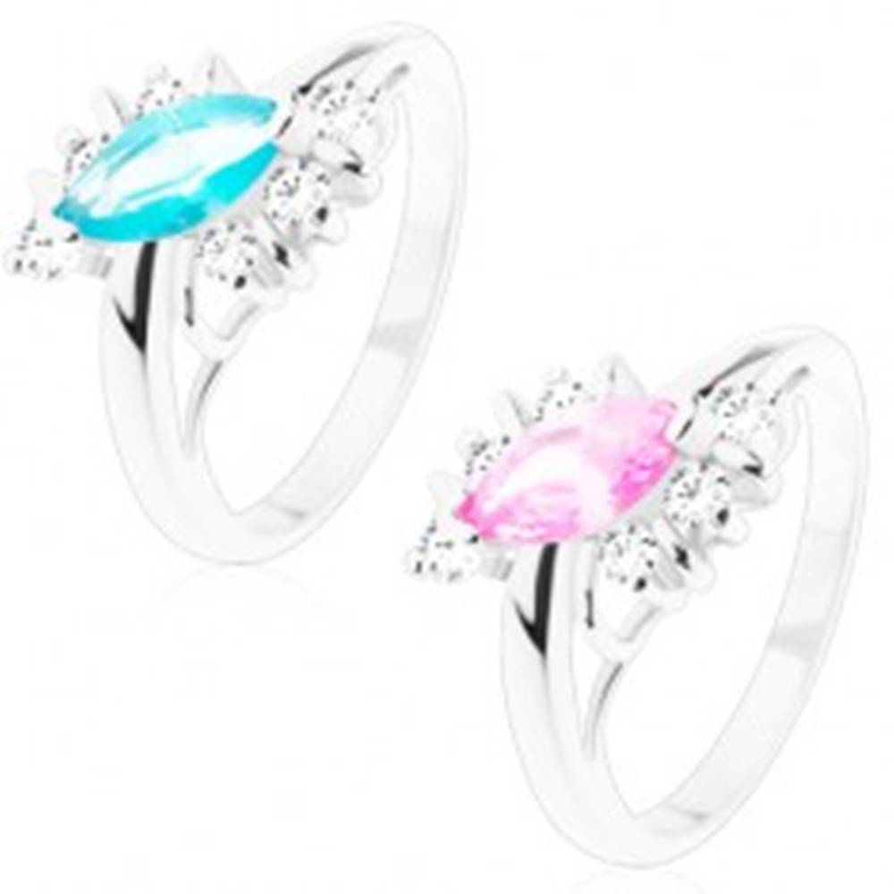 Šperky eshop Lesklý prsteň s hladkým povrchom, zirkónové zrno, číre zirkóny, oblúčiky - Veľkosť: 51 mm, Farba: Ružová