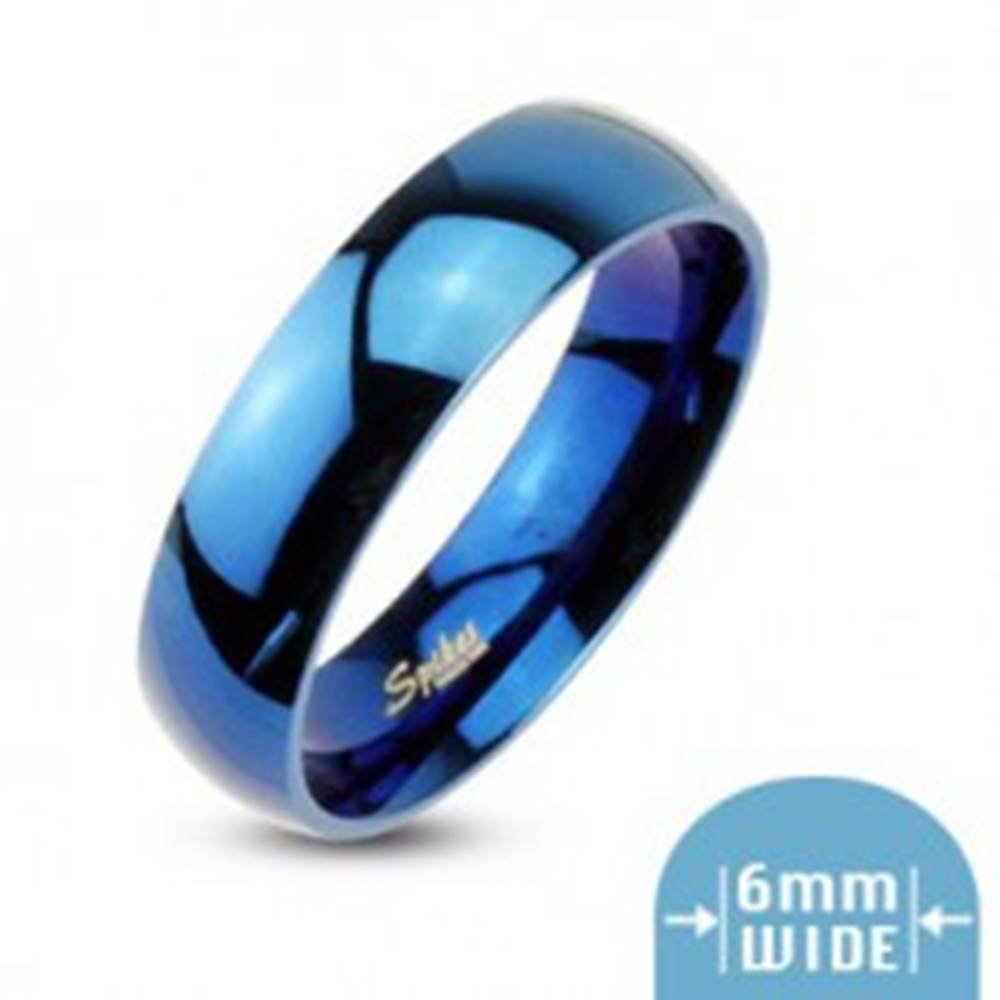 Šperky eshop Modrá obrúčka s vysokým leskom - Veľkosť: 49 mm