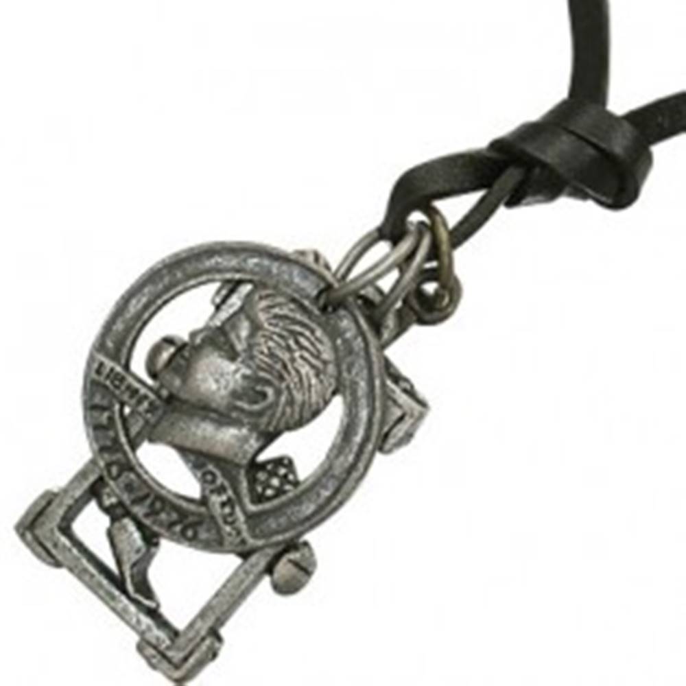 Šperky eshop Náhrdelník na šnúrke - minca, kríž, kladivo, klince