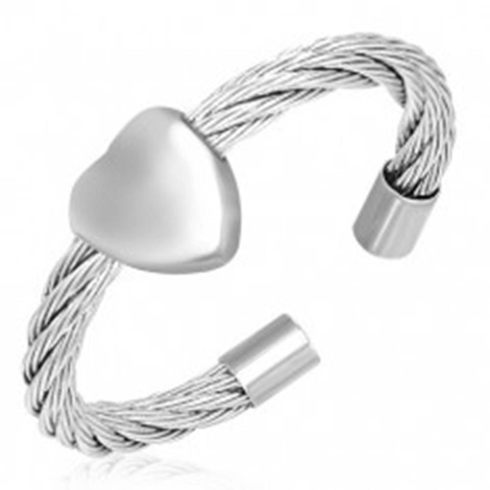 Šperky eshop Prsteň so srdcom - točený oceľový drôt - Veľkosť: 55 mm