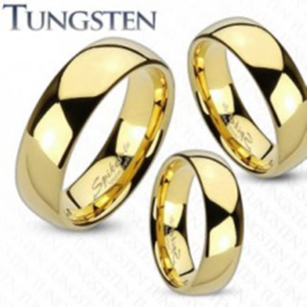 Šperky eshop Prsteň z tungstenu zlatej farby, lesklý a hladký povrch, 4 mm - Veľkosť: 49 mm