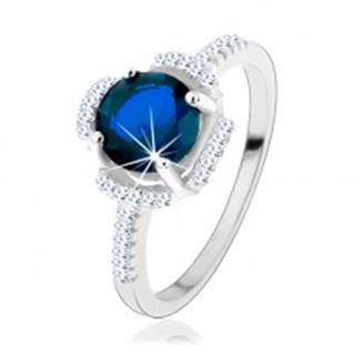 Zásnubný prsteň, striebro 925, modrý kvietok, lupene z čírych zirkónikov - Veľkosť: 49 mm