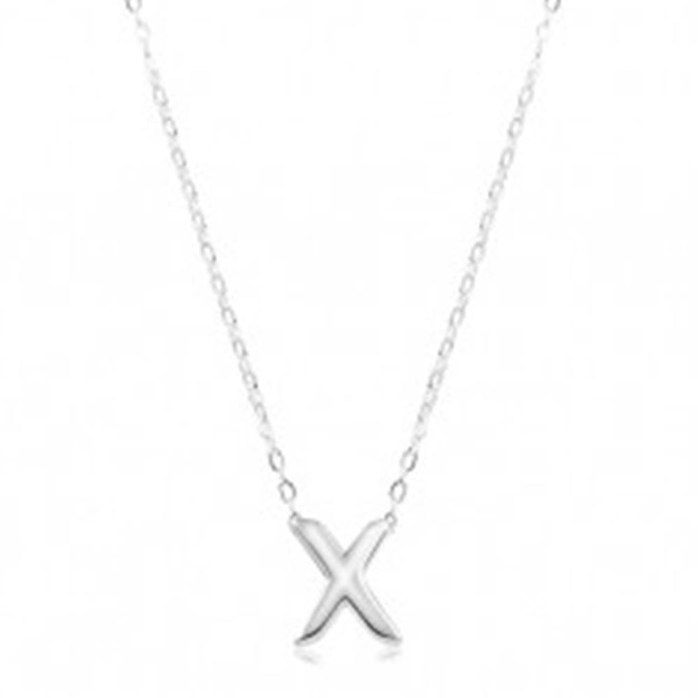Šperky eshop Nastaviteľný náhrdelník, striebro 925, veľké tlačené písmeno X