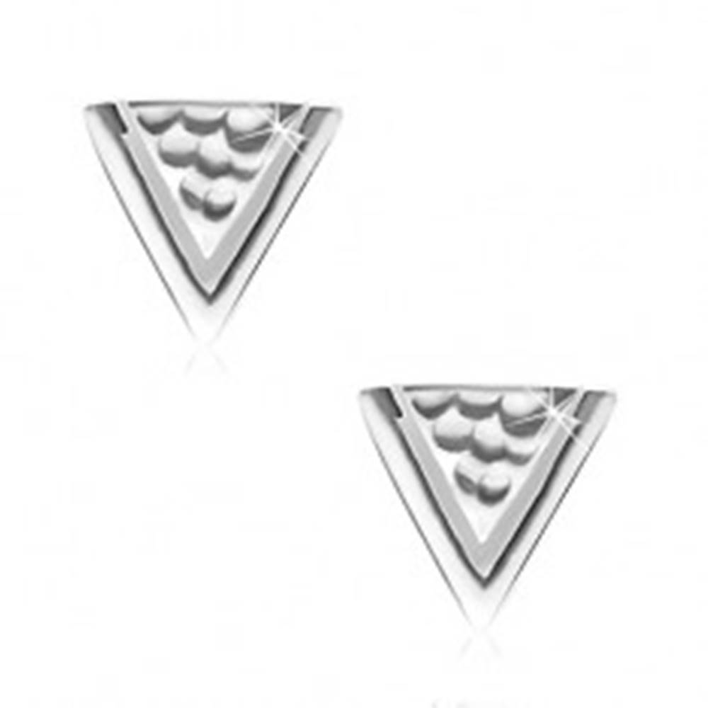Šperky eshop Náušnice zo striebra 925, trojuholník s jamkami a úzkym výrezom
