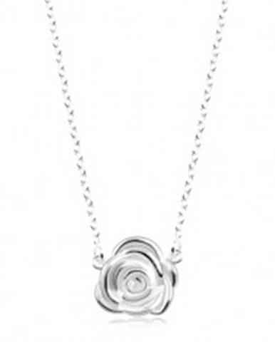 Strieborný náhrdelník 925, ligotavá retiazka, rozkvitnutá ruža