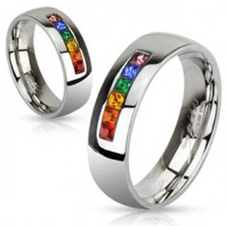 Oceľový prsteň s rôznofarebnými zirkónmi - Veľkosť: 49 mm