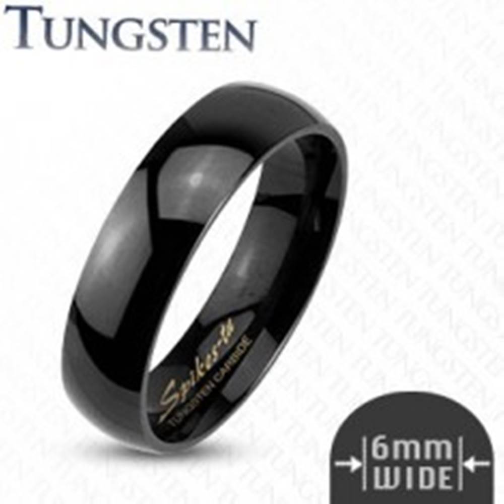 Šperky eshop Tungstenový hladký čierny prsteň, 6 mm - Veľkosť: 49 mm