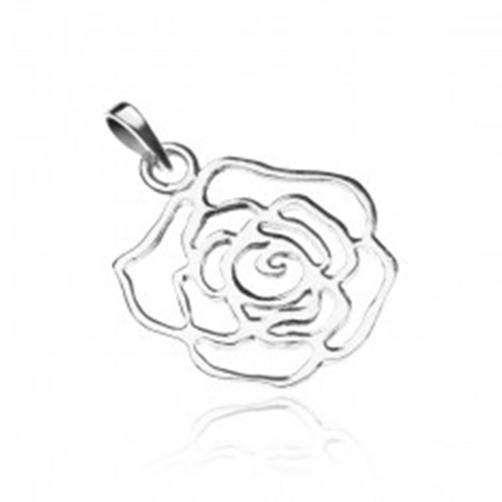 Šperky eshop Strieborný prívesok 925 - lesklá obrysová ruža