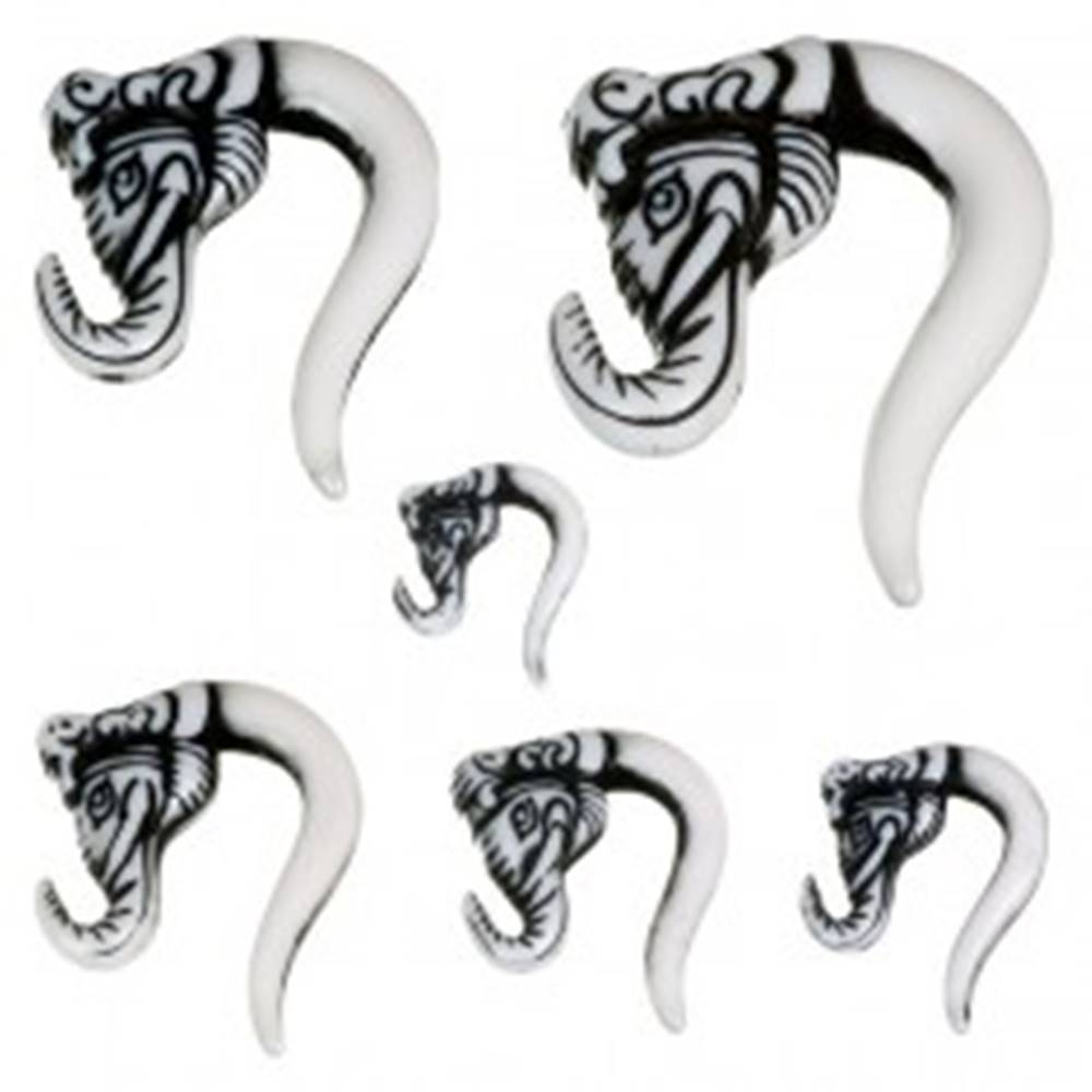 Šperky eshop Piercing do ucha - taper, slonia hlava, čierna farba - Hrúbka: 10,5 mm