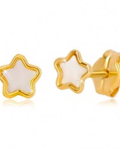 Puzetové 14K zlaté náušnice s motívom hviezdy s prírodnou perleťou