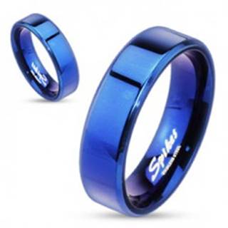 Oceľový prsteň - modrá plochá obrúčka, 6 mm - Veľkosť: 49 mm