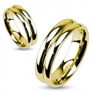 Oceľový prsteň v zlatej farbe so zárezom v strede - Veľkosť: 49 mm