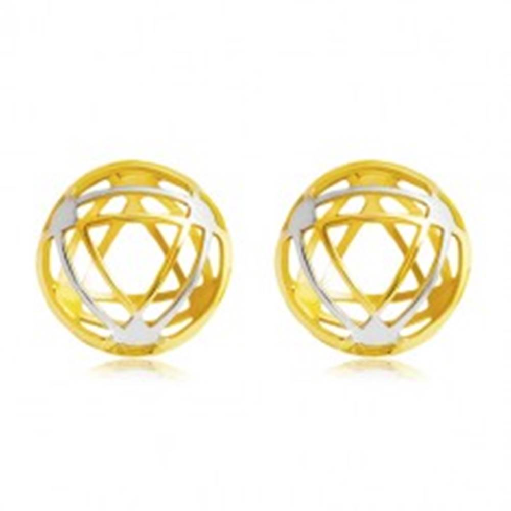 Šperky eshop Náušnice v 14K zlate - kruh s tenkými obrysmi trojuholníkov
