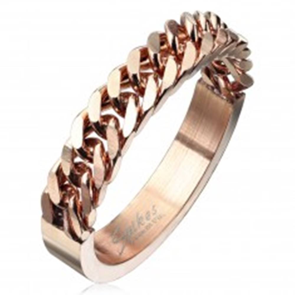 Šperky eshop Obrúčka z chirurgickej ocele medenej farby so vzorom retiazky, 4 mm - Veľkosť: 48 mm