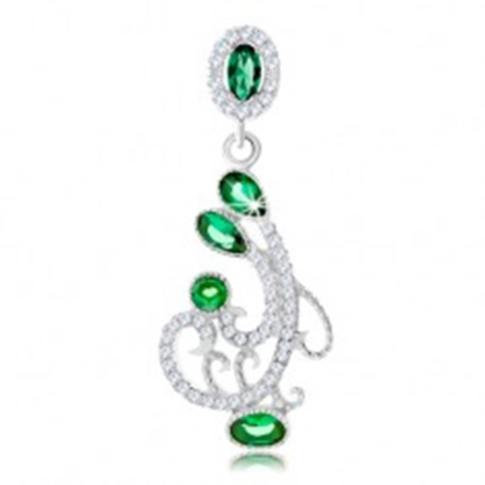 Šperky eshop Strieborný prívesok 925, ornament zdobený čírymi a zelenými zirkónmi