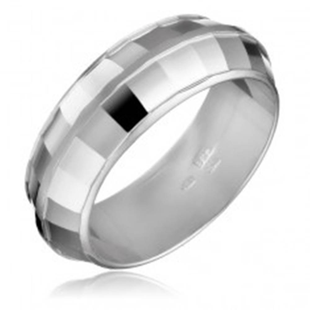 Šperky eshop Strieborný prsteň 925 - DISCO, lesklé štvorčeky - Veľkosť: 50 mm